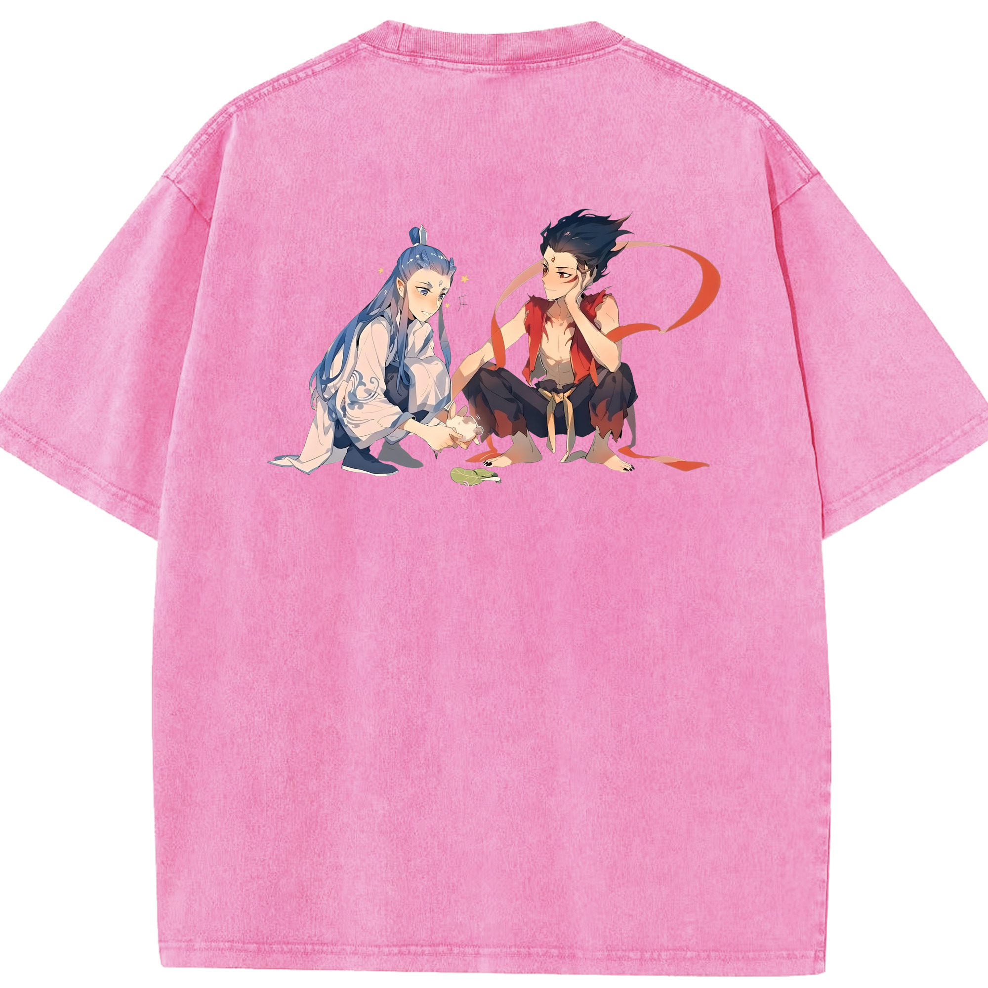 （画像用） Ne Zha 2 ナタ 魔童の大暴れ 綿100% ヴィンテージ風 半袖Tシャツ（背面プリント）